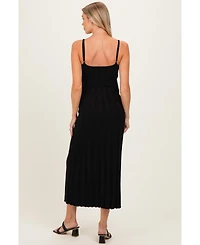 Pinkblush Women's Black Rib Knit Sleeveless Maxi Dress