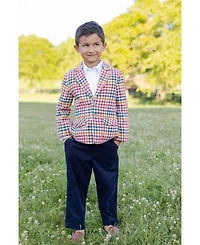 Florence Eiseman Boys' 4-20 Plaid Notched-Lapel Blazer