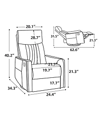 Streamdale Furniture Fabric Manual Recliner Chair with Heat, Massage, Rocker and Swivel