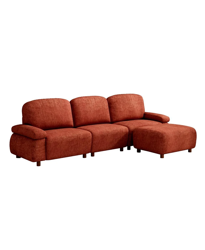 Streamdale Furniture 111" Modern Chenille Modular L-Shaped Sectional Sofa with Ottoman