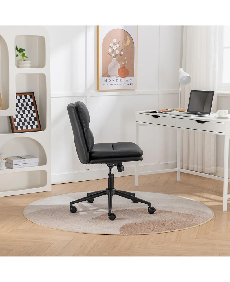 Rainsken Pu Leather Swivel Criss-Cross Chair, with Height Adjustable and Swivel, for Home Office, Apartment, Criss Cross Chair