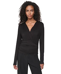 Dkny Women's V-Neck Ruched Knit Blouse