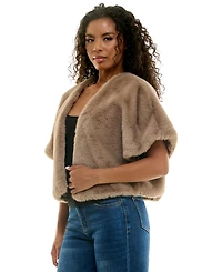 Seni & Cade Juniors' Cropped Open-Front Faux Fur Vest