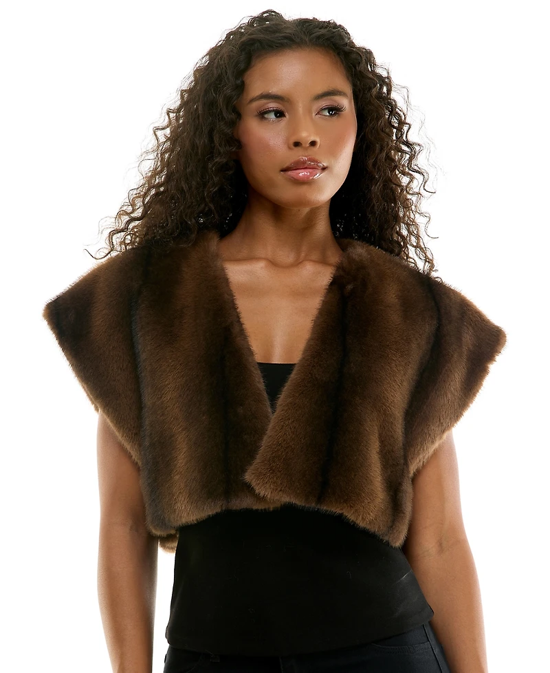 Seni & Cade Juniors' Cropped Faux-Fur Vest