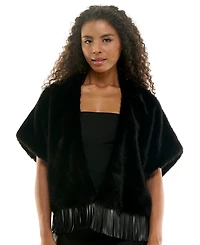 Seni & Cade Women's Faux Fur Open-Front Pleather-Fringe Hem Jacket