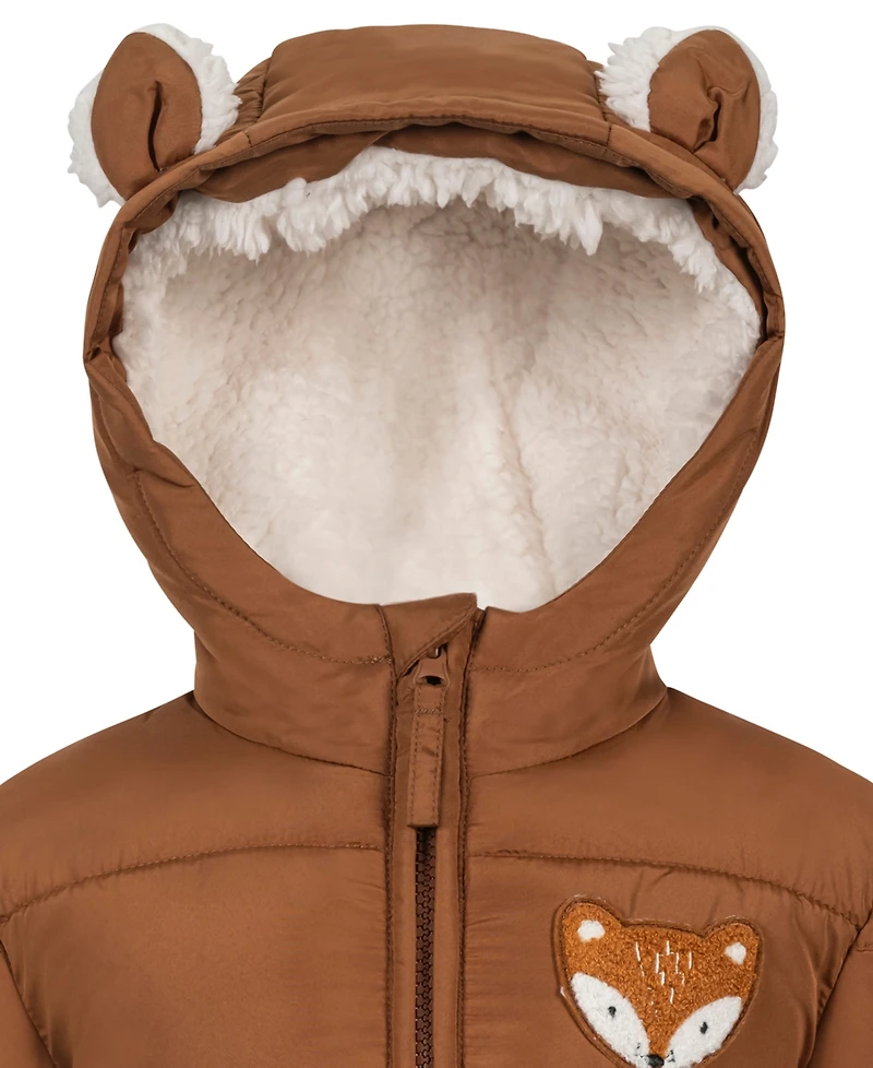 S Rothschild & Co Baby Boys' Hooded Puffer Fox Jacket
