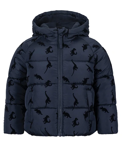 S Rothschild & Co Baby Boys' Dinosaur Flocked Fleece-Lined Puffer Jacket