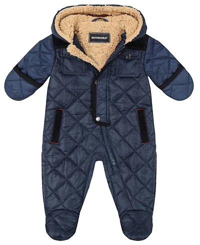 S Rothschild & Co Baby Boys' Barn Quilt Quilted Sherpa-Lined One-Piece Snowsuit
