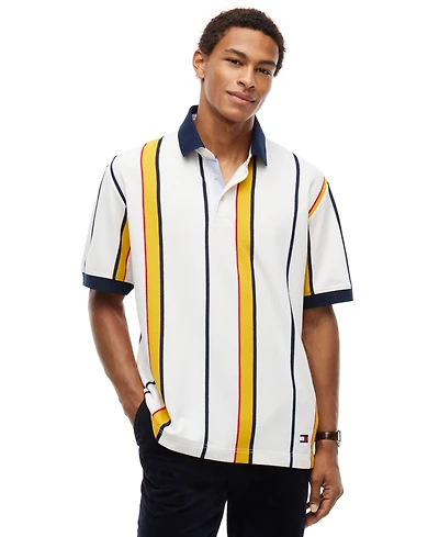 Tommy Hilfiger Men's American Icons Stripe Polo Cotton Pique Classic-Fit Shirt