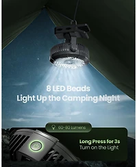 Gaiatop Portable Camping Fan with Led Lantern, 360degree(s)Rotation and Clip on for Desk, Usb Rechargeable Battery Powered