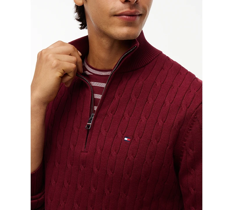 Tommy Hilfiger Men's Long-Sleeve Cable Knit Quarter-Zip Sweater