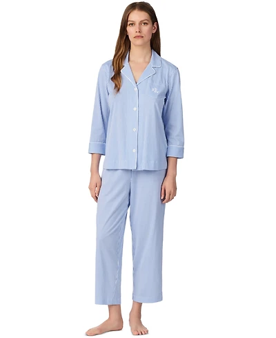 Lauren Ralph 3/4 Sleeve Classic Notch Collar Capri Pajama Set