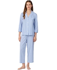Lauren Ralph 3/4 Sleeve Classic Notch Collar Capri Pajama Set