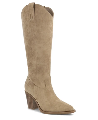 Mia Women's Messini Stacked Heel Pointed Toe Tall Boots