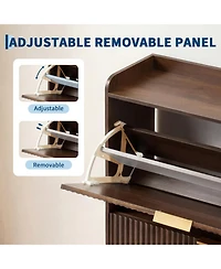 gaomon entryway shoe cabinet with double-layer flip-top drawers, adjustable shelves, and a dust-proof back panel freestanding storage