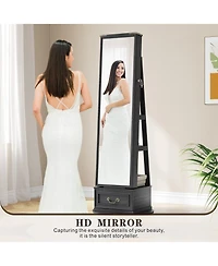 Vlsrka 360° Rotating Jewelry Armoire with Full-Length Mirror