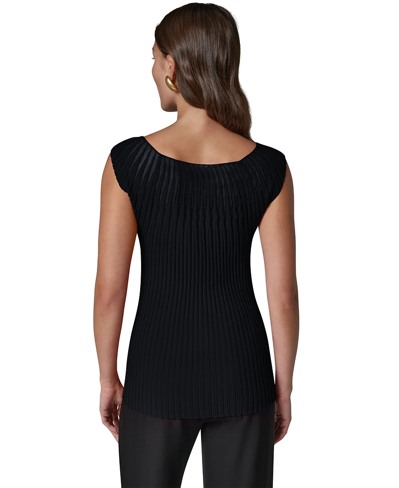 Donna Karan New York Women's Crewneck Sleeveless Ribbed Pullover Sweater
