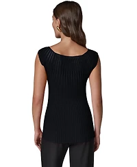 Donna Karan New York Women's Crewneck Sleeveless Ribbed Pullover Sweater
