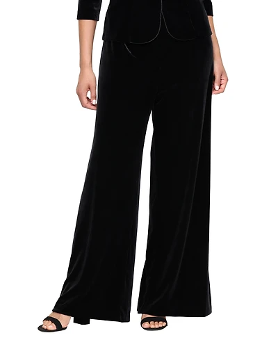 Alex Evenings Petite Velvet Palazzo Wide-Leg Pants