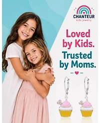 Chanteur Kids Cupcake Hypoallergenic Earrings for Girls with Sterling Silver Leverbacks