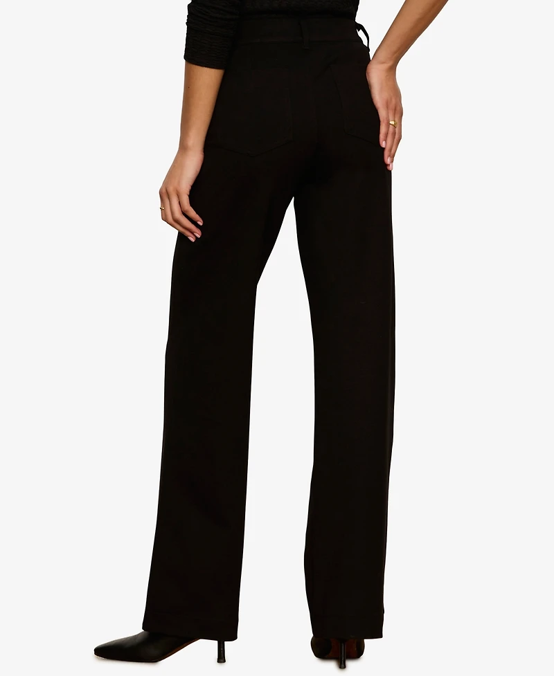 Sanctuary Petite Marine Wide-Leg High-Waist Ponte Pants