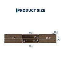 70" Floating Tv Stand, Wall-Mounted Entertainment Center for Tv, Fluted Modern Design - Console Cabinet Shelf Living Room