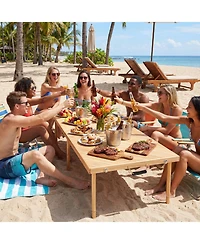60" X 30" Outdoor Folding Picnic Table, Compact Folding Table, Lightweight, Adjustable Height, Sturdy Construction, Built in Handles, Convenient Carry