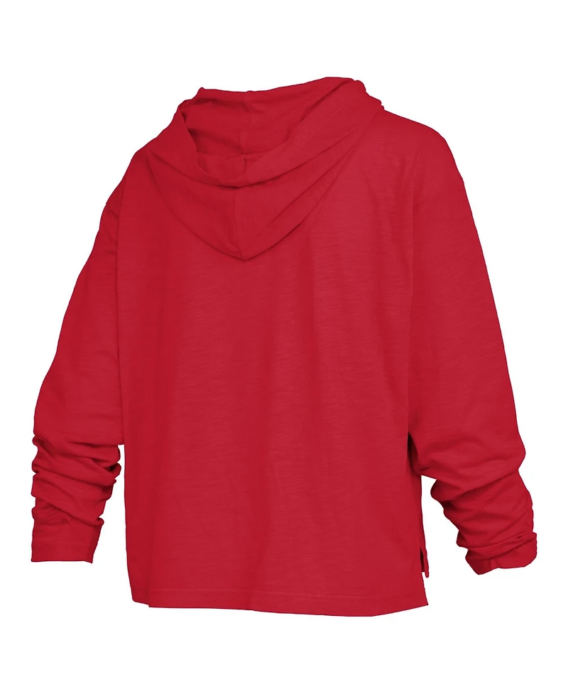 Pressbox Women's Wisconsin Badgers Castillo Slub Oversized Hooded Long-Sleeve T-Shirt