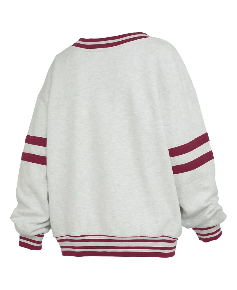 Pressbox Women's Florida State Seminoles Oates V-Neck Dropped-Shoulder Tackle-Twill Sweatshirt