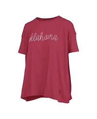 Pressbox Women's Oklahoma Sooners Swirl Script Twisted Oversized Crewneck T-Shirt