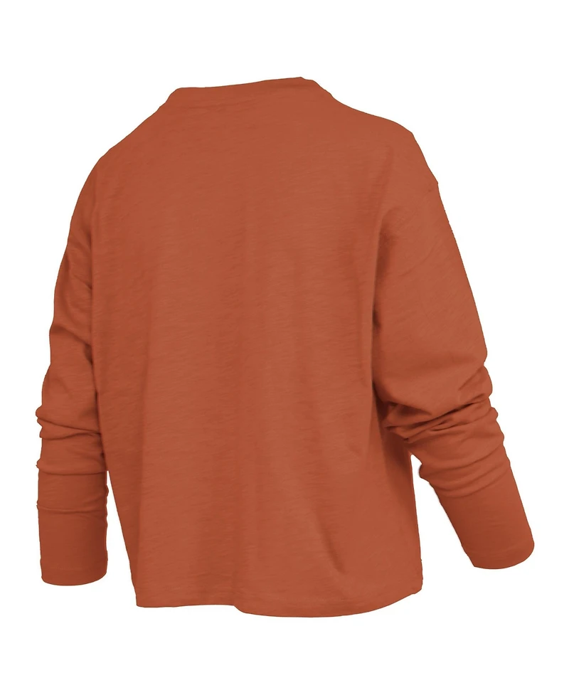 Pressbox Women's Texas Longhorns Motley Boxy Burnout Waist-Length T-Shirt