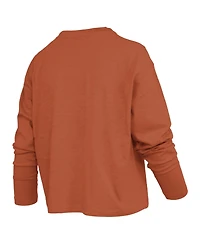 Pressbox Women's Texas Longhorns Motley Boxy Burnout Waist-Length T-Shirt