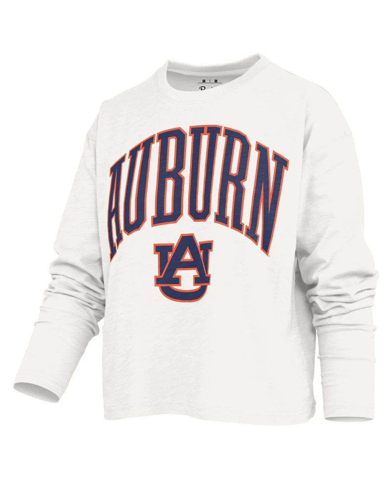Pressbox Women's Auburn Tigers Motley Boxy Crewneck Long-Sleeve T-Shirt