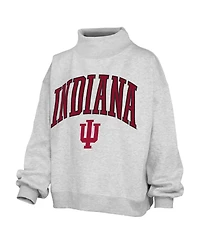 Pressbox Women's Nelson Texture Lingo Indiana Hoosiers Oversized Mock-Neck Sweatshirt