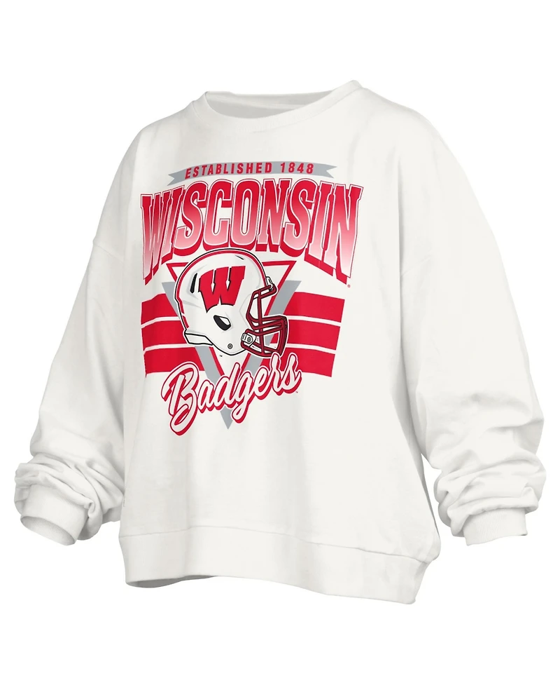 Pressbox Women's Janice Wisconsin Badgers Retro Oversized Crewneck Sweatshirt