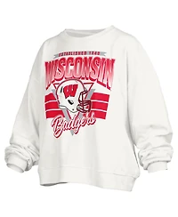 Pressbox Women's Janice Wisconsin Badgers Retro Oversized Crewneck Sweatshirt