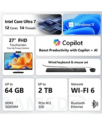 Hp Essential 27-cr2000t 27" Fhd Touchscreen Intel Core Ultra 7 255U, 16GB DDR5, 512GB Ssd, Windows 11 Pro