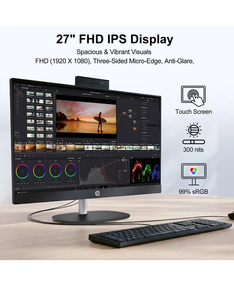 Hp Essential 27-cr2000t 27" Fhd Touchscreen All-in-One with Intel Core Ultra 5 225U, Windows 11 Pro