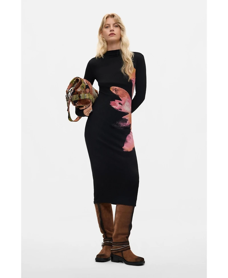Desigual Women's Long Sleeve Flower Dress
