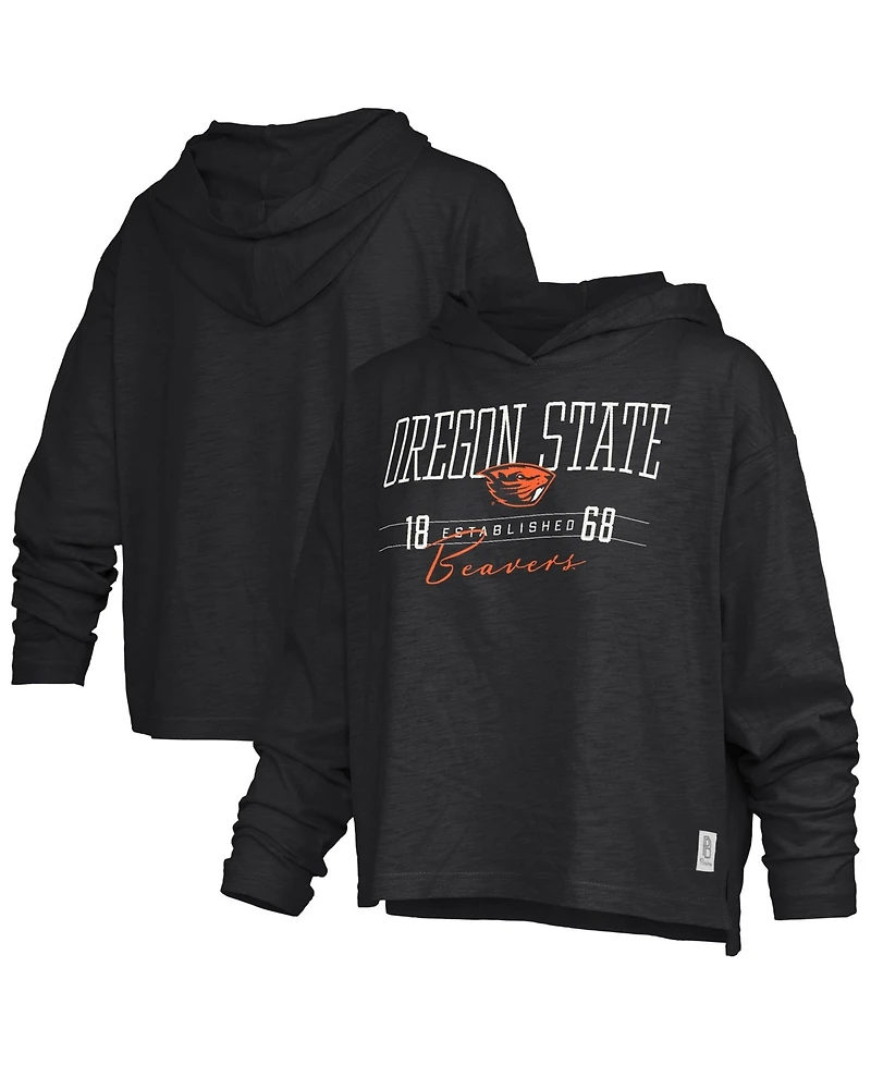Pressbox Women's Oregon State Beavers Castillo Oversized Slub Hooded Long-Sleeve T-Shirt