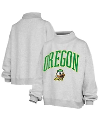Pressbox Women's Oregon Ducks Nelson Texture Lingo Oversized Mock Neck Fleece Sweatshirt