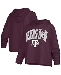 Pressbox Women's Texas A&M Aggies Nelson Slub Drop-Tail Hem Long-Sleeve Hooded T-Shirt