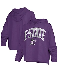 Pressbox Women's Kansas State Wildcats Nelson Hooded Long-Sleeve Slub T-Shirt