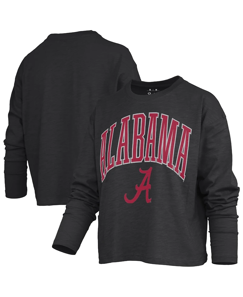 Pressbox Women's Alabama Crimson Tide Motley Boxy Burnout Long-Sleeve T-Shirt
