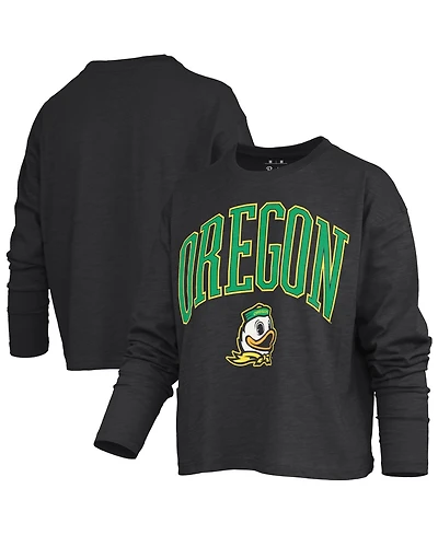 Pressbox Women's Oregon Ducks Motley Boxy Burnout Long-Sleeve T-Shirt