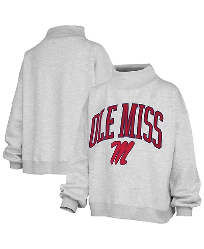 Pressbox Women's Ole Miss Rebels Nelson Texture Lingo Oversized Mock-Neck Sweatshirt