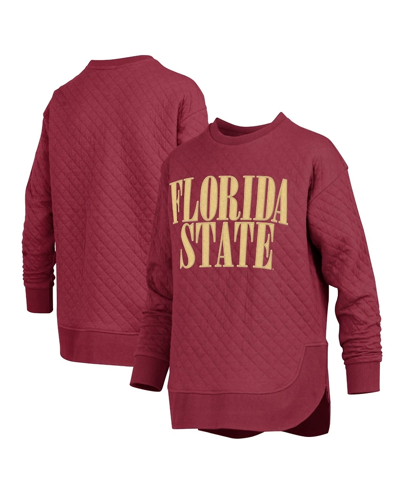 Pressbox Women's Florida State Seminoles Quilted Oversized-Fit Long-Sleeve Pullover Sweatshirt