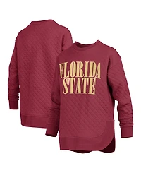 Pressbox Women's Florida State Seminoles Quilted Oversized-Fit Long-Sleeve Pullover Sweatshirt