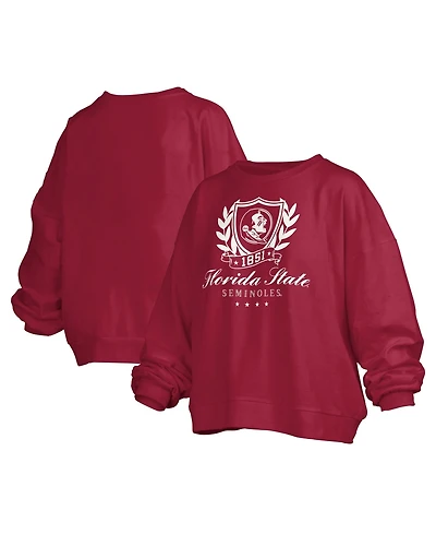 Pressbox Women's Florida State Seminoles Janice Oversized Cropped-Hem Graphic Pullover Sweatshirt