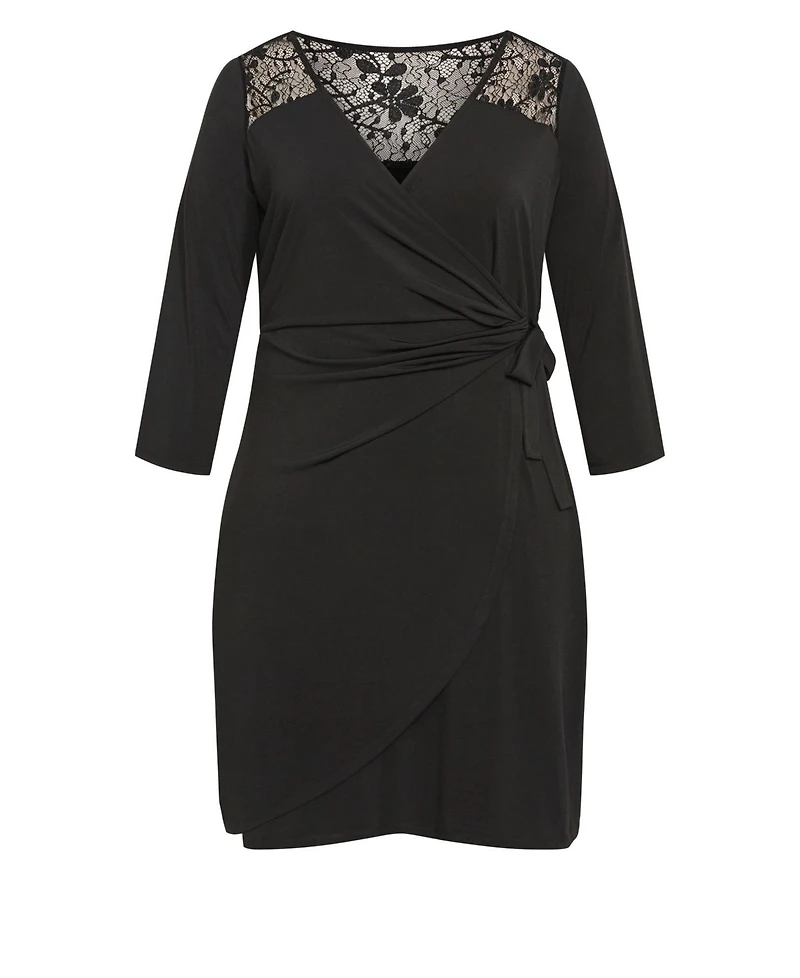 Avenue Women's Plus Deanna Wrap Lace Dress